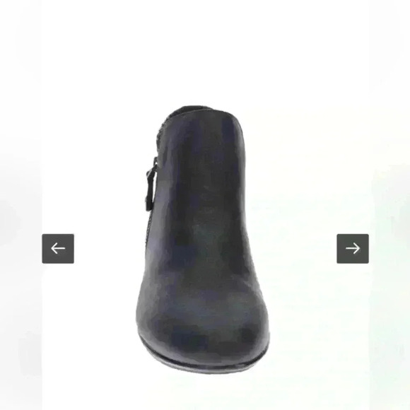 Revere Damascus Leather Shimmer Onyx Black Lizard Demi Wedge Side Zip Booties 6M - Picture 5 of 12